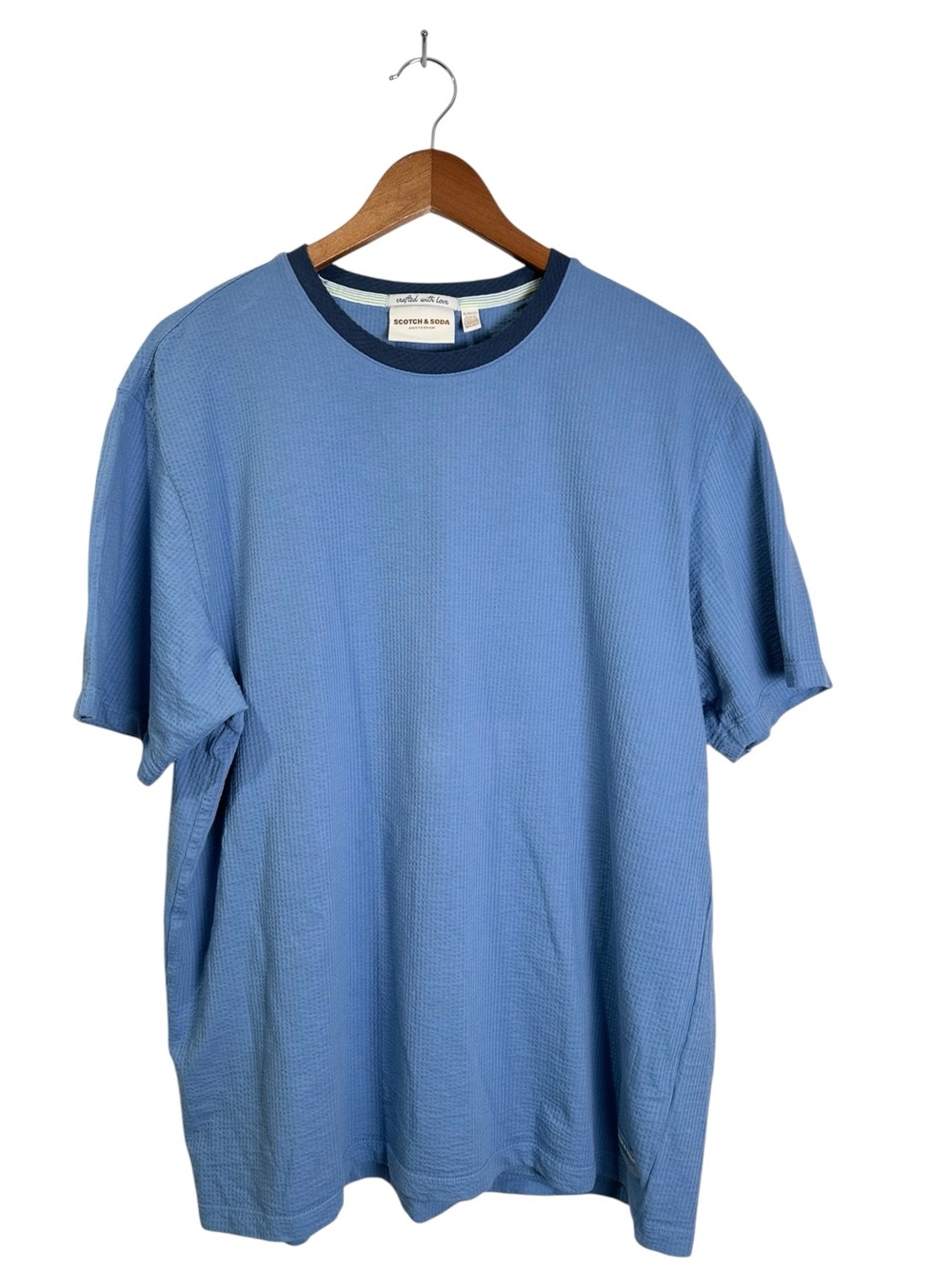 Scotch & Soda Men’s XL Waffle Knit Blue Crewneck Short Sleeve T-Shirt